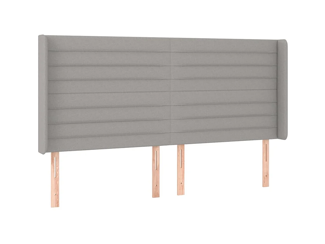 Tête de lit avec oreilles Gris clair 163x16x118/128 cm Tissu POI98043 BonneVie Meuble