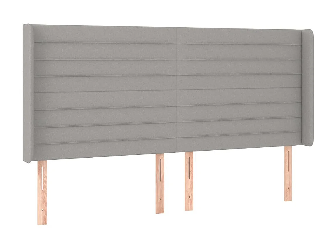 Tête de lit avec oreilles Gris clair 163x16x118/128 cm Tissu POI98043 BonneVie Meuble