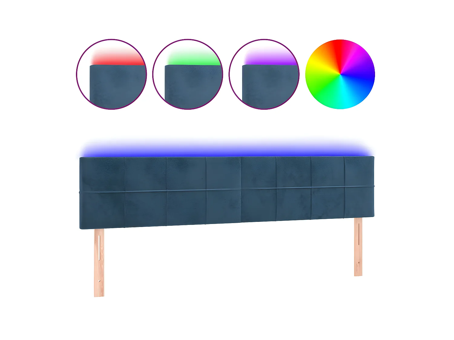 Tête de lit à LED Bleu foncé 180x5x78,88 cm Velours PEWV70874 BonneVie Meuble