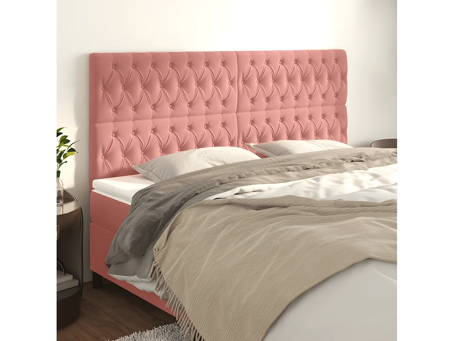 4 pcs Têtes de lit Rose 90x7x78/88 cm Velours PLO40352 BonneVie Meuble