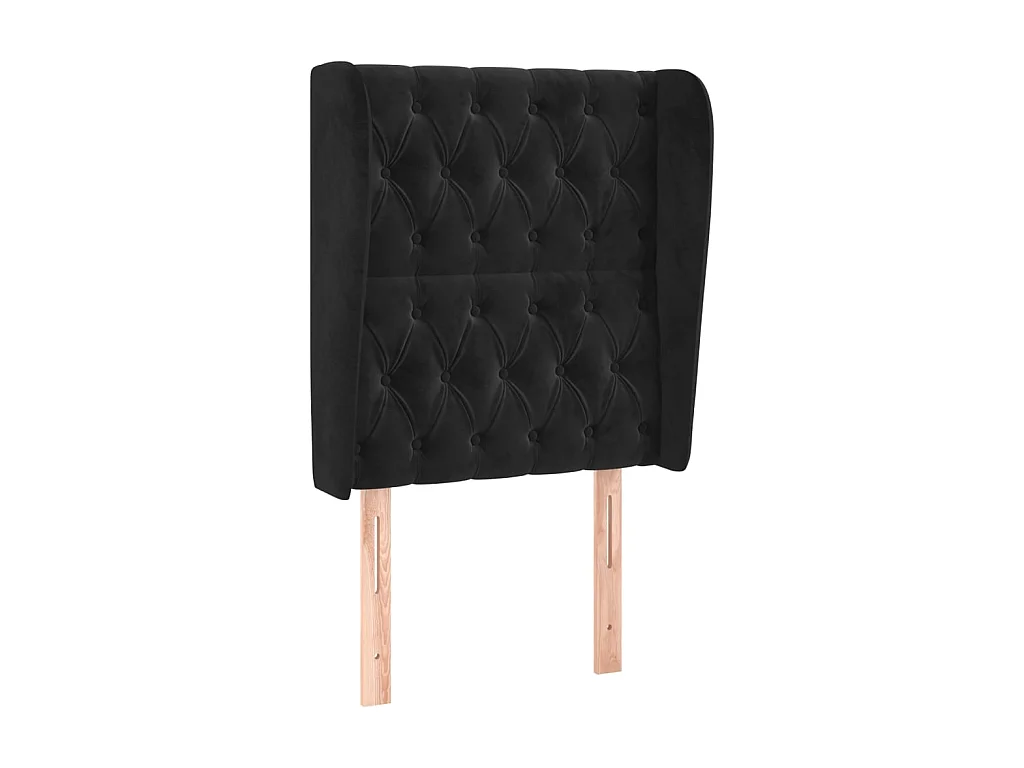 Tête de lit avec oreilles Noir 83x23x118/128 cm Velours POI12150 BonneVie Meuble