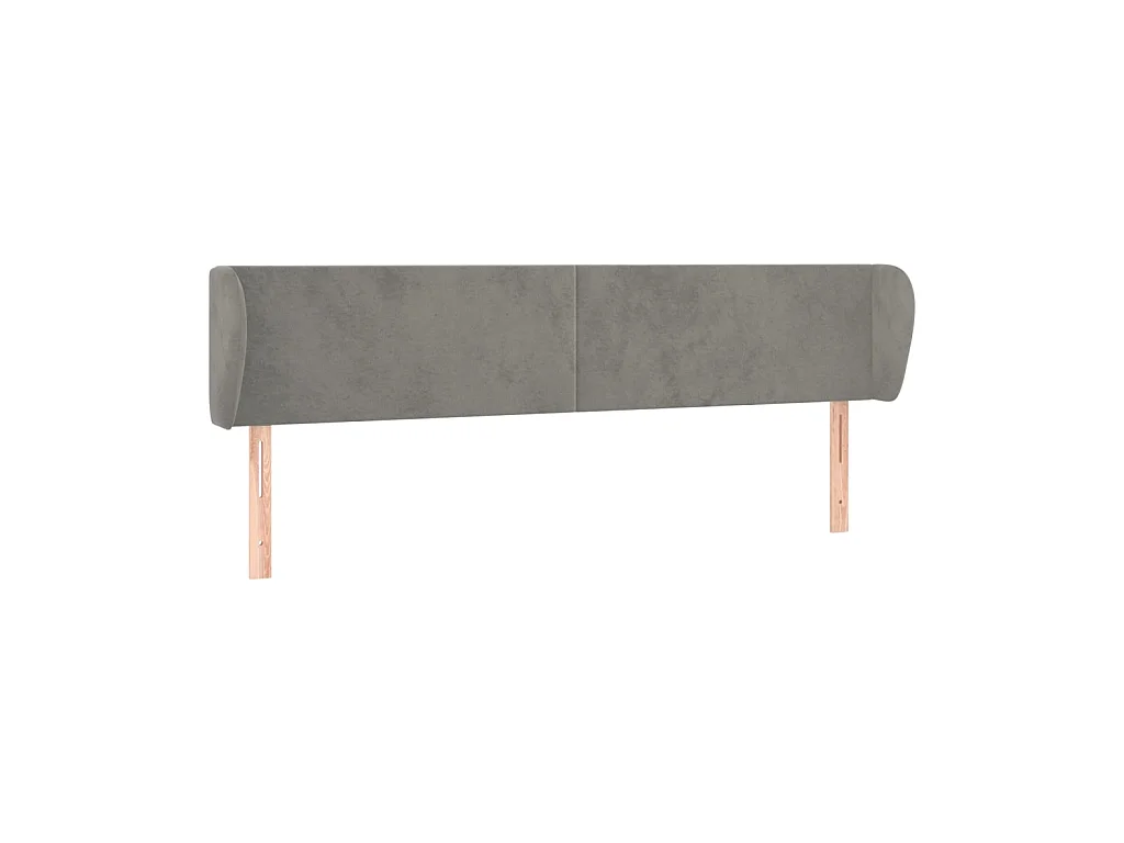 Tête de lit avec oreilles Gris clair 203x23x78/88 cm Velours POI81849 BonneVie Meuble
