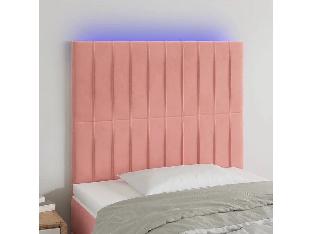 Tête de lit à LED Rose 100x5x118/128 cm Velours POI90706 BonneVie Meuble
