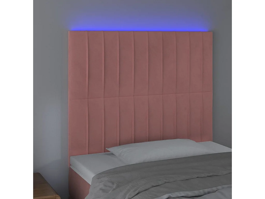 Tête de lit à LED Rose 100x5x118/128 cm Velours POI90706 BonneVie Meuble
