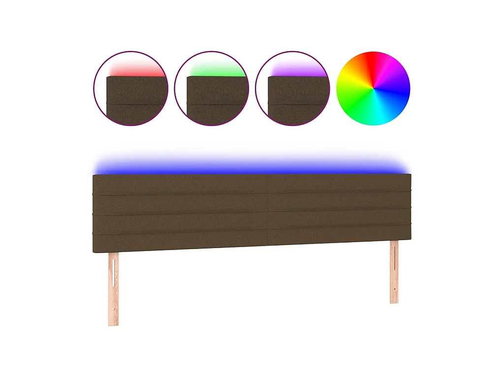 Tête de lit à LED Marron foncé 200x5x78/88 cm Tissu POI77444 BonneVie Meuble