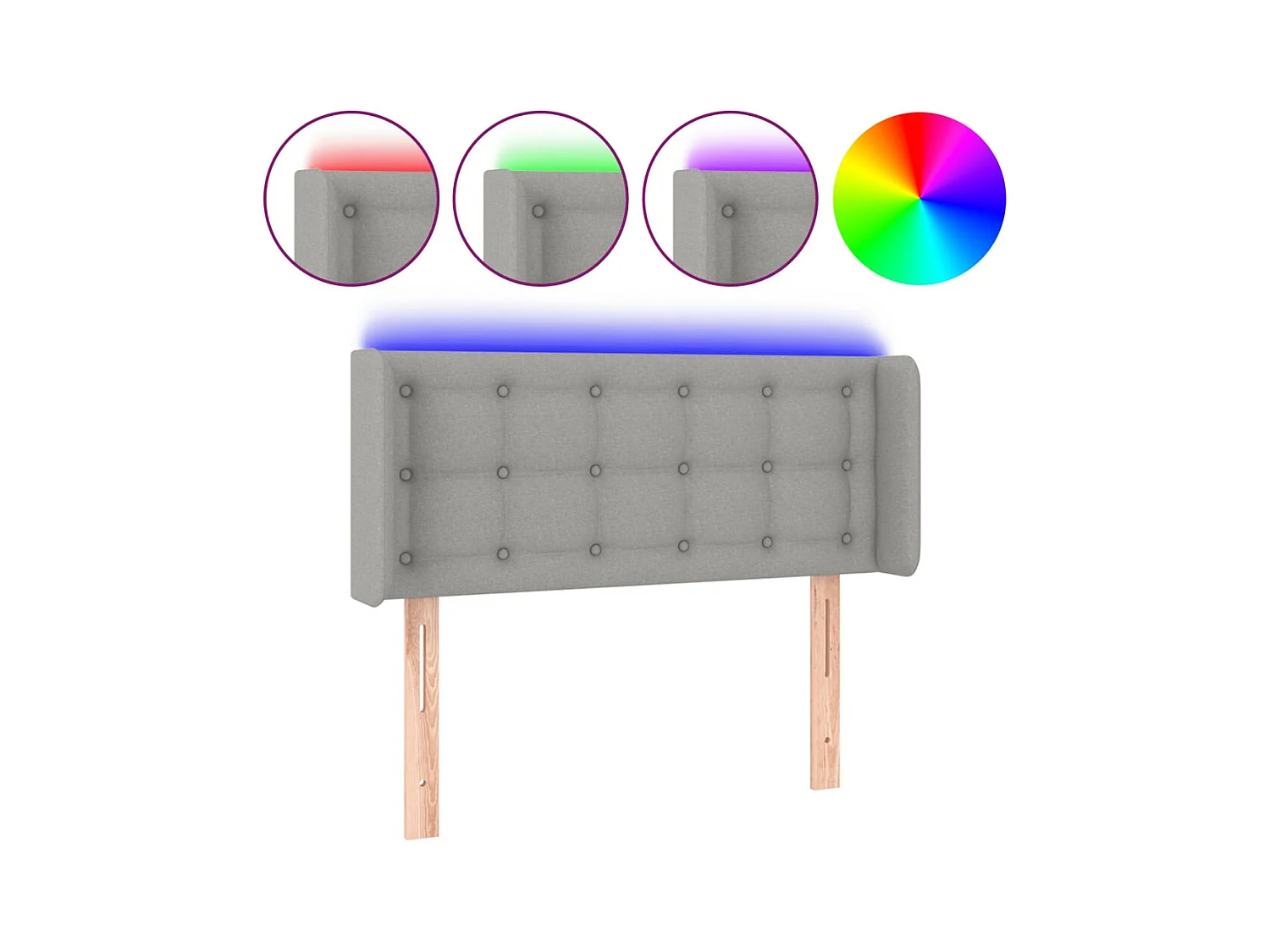 Tête de lit à LED Gris clair 93x16x78/88 cm Tissu POI42925 BonneVie Meuble