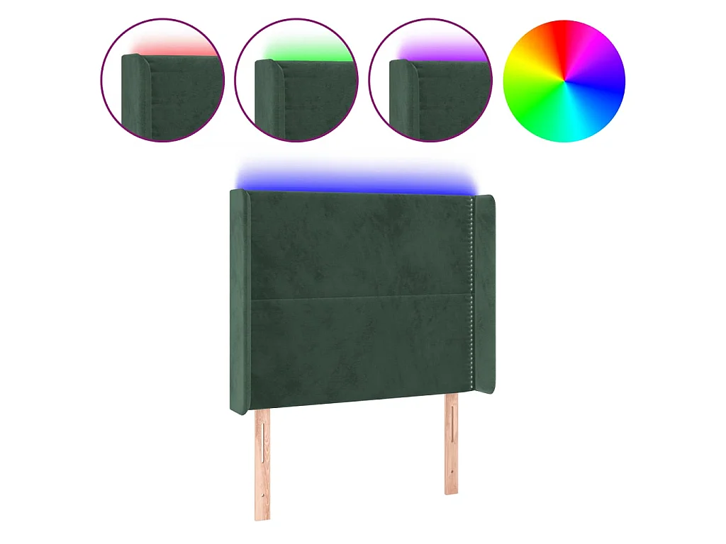 LED Kopfteil,Bettkopfteil Dunkelgrün 93x16x118/128 cm Samt -gkd356454