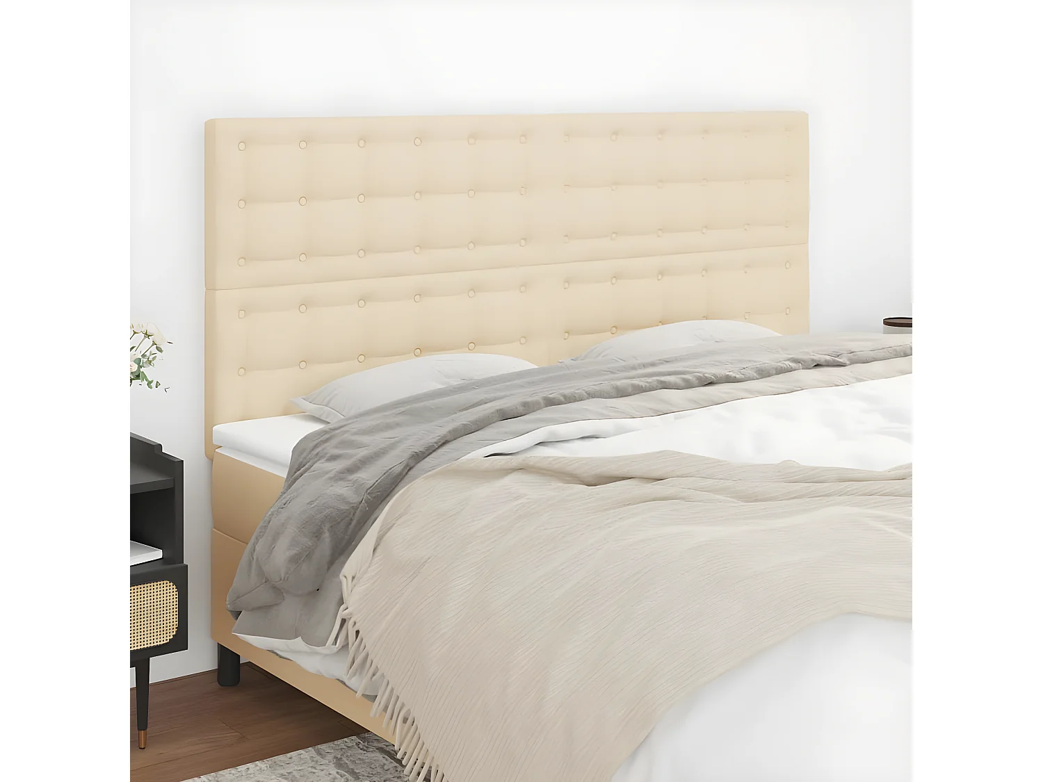 4 pcs Têtes de lit Crème 80x5x78/88 cm Tissu PLO12017 BonneVie Meuble