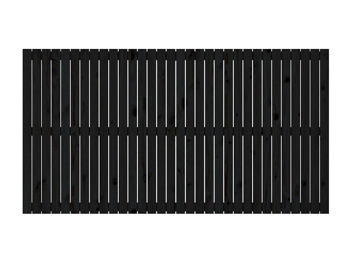 Cabeceira de parede 204x3x110 cm madeira de pinho maciça preto PT851318
