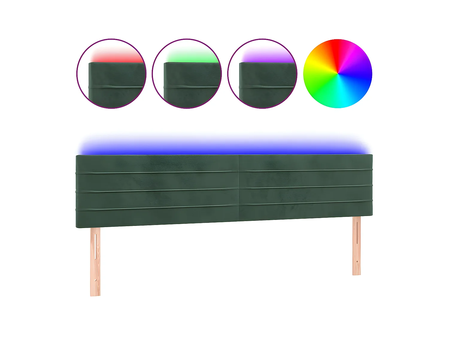 Tête de lit à LED Vert foncé 180x5x78/88 cm Velours POI59328 BonneVie Meuble