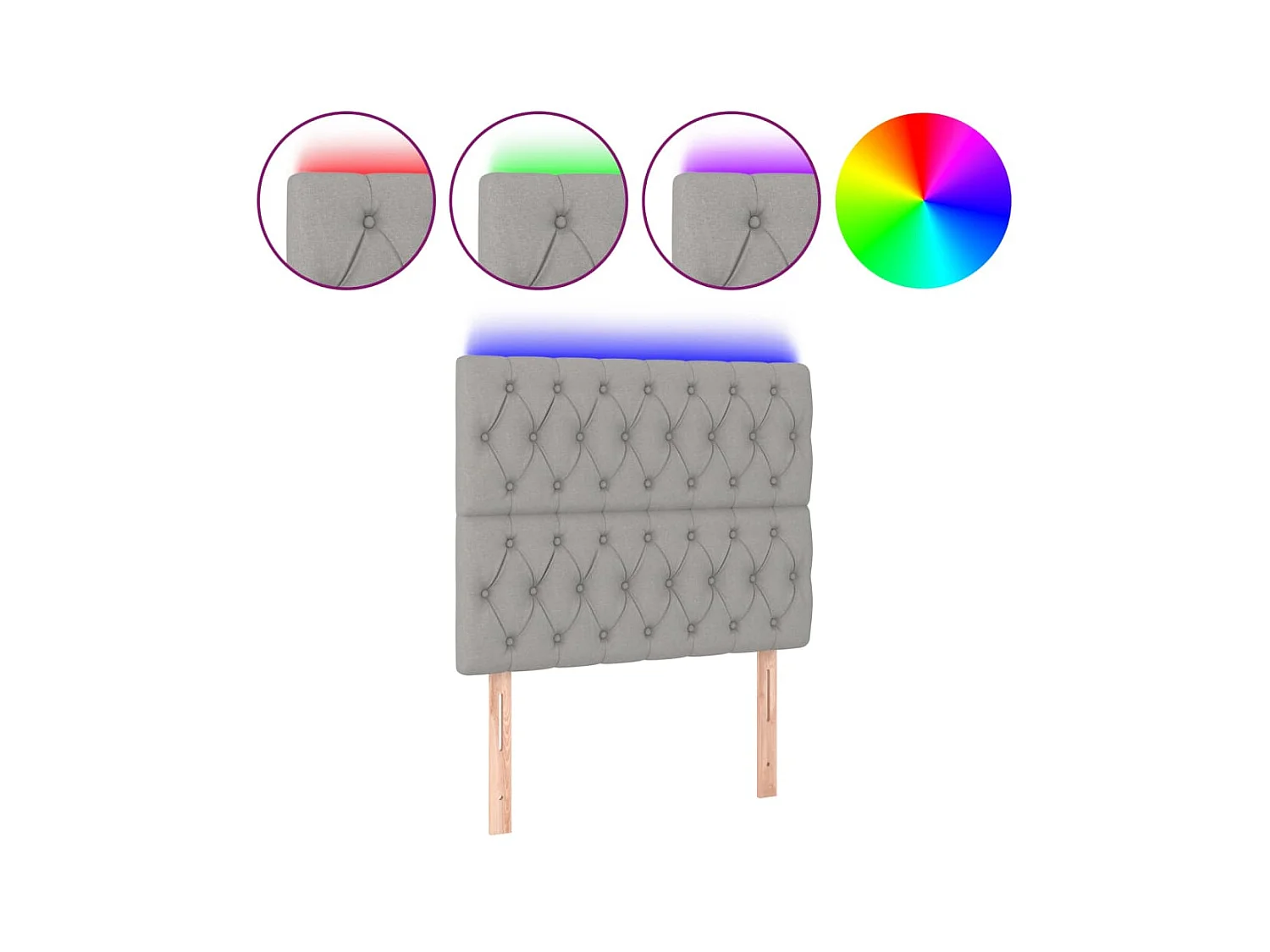 Tête de lit à LED Gris clair 90x7x118/128 cm Tissu  POI47094 BonneVie Meuble