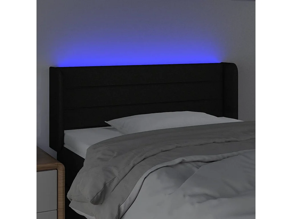 Testiera | Testata del letto a LED Nera 103x16x78/88 cm in Tessuto