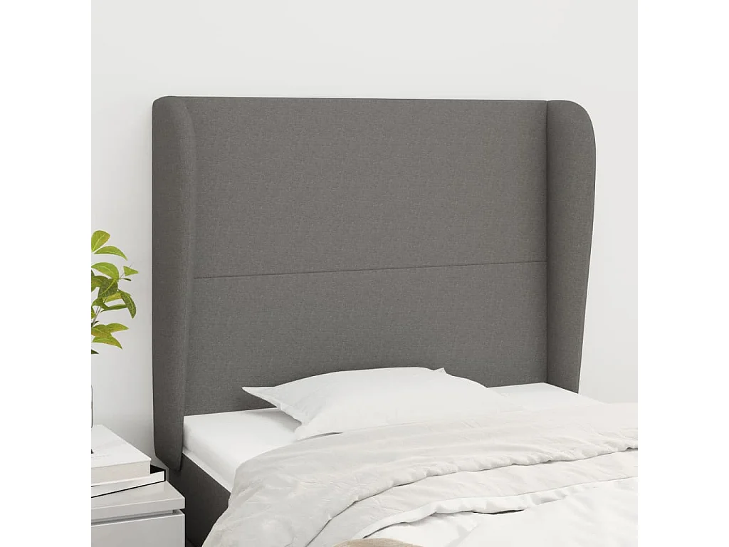 Tête de lit avec oreilles Gris foncé 83x23x118/128 cm Tissu POI55525 BonneVie Meuble