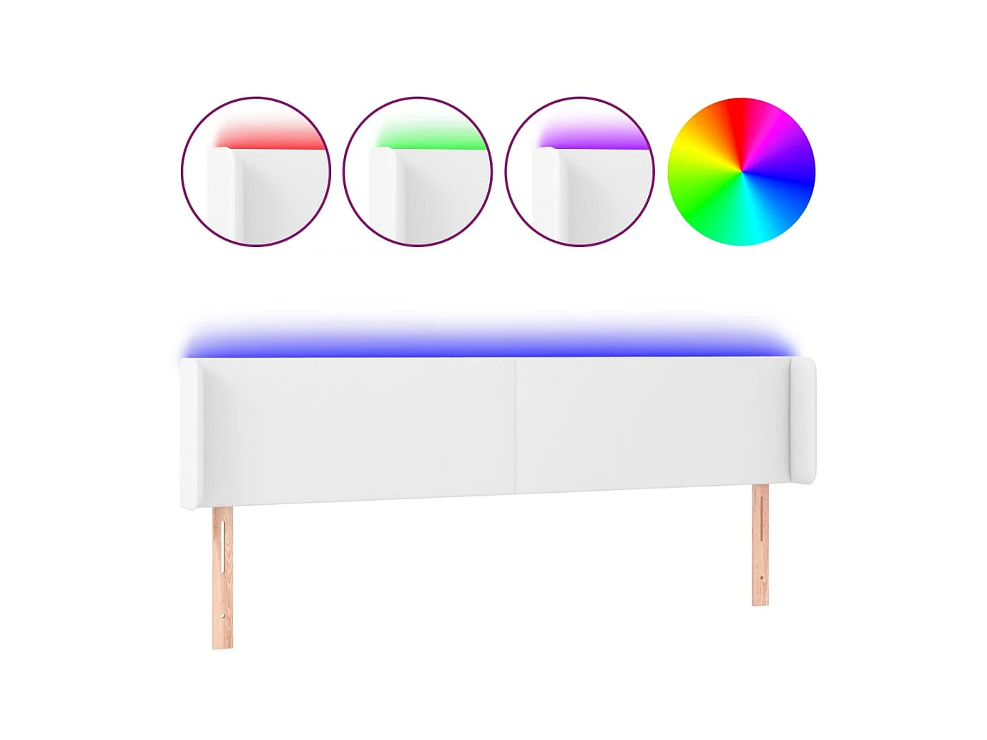 Tête de lit à LED Blanc 203x16x78/88 cm Similicuir POI32590 BonneVie Meuble