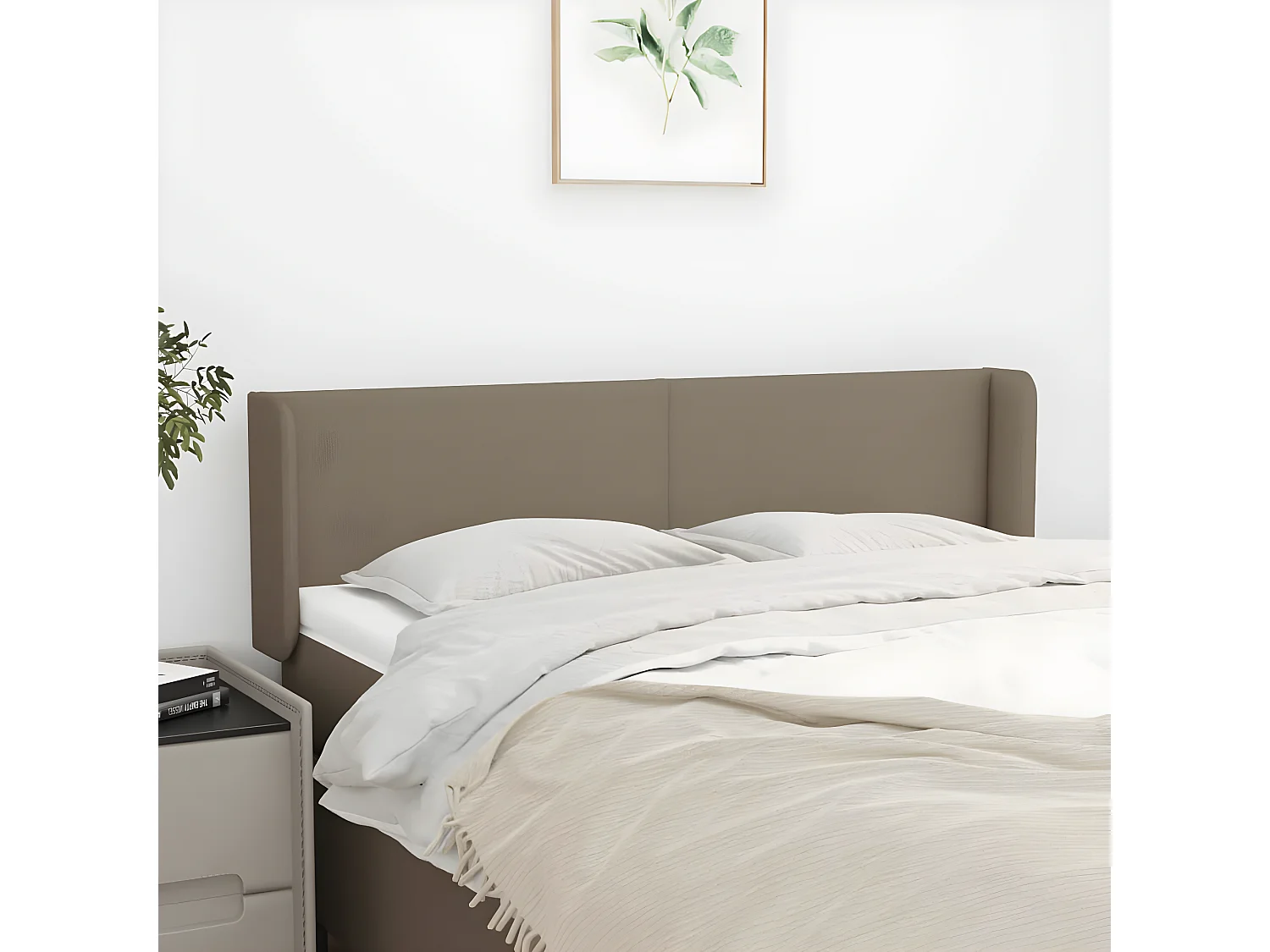 Tête de lit avec oreilles Taupe 147x16x78/88 cm Tissu POI57923 BonneVie Meuble