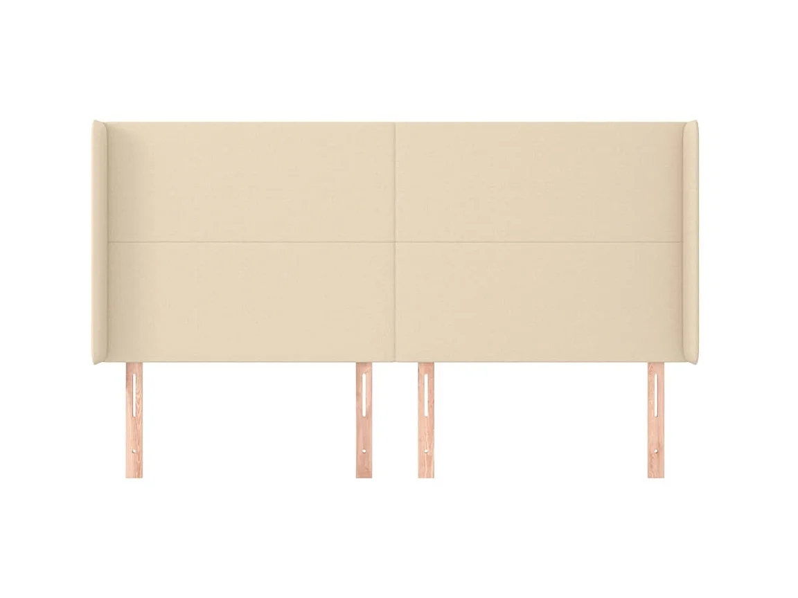 Kopfteil,Bettkopfteil mit Ohren Creme 163x16x118/128 cm Stoff -gkd314358