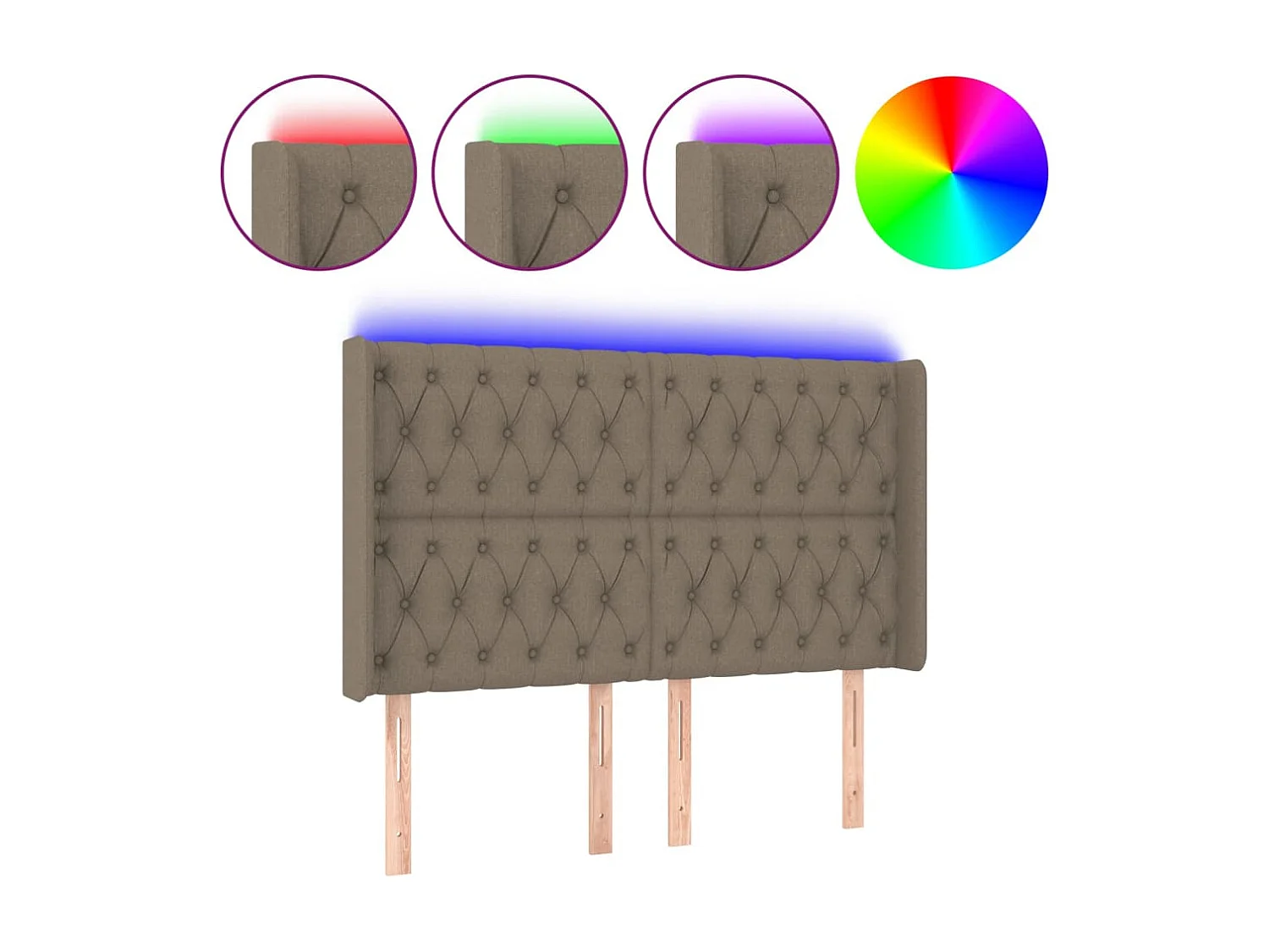 LED Kopfteil,Bettkopfteil Taupe 163x16x118/128 cm Stoff -gkd798353