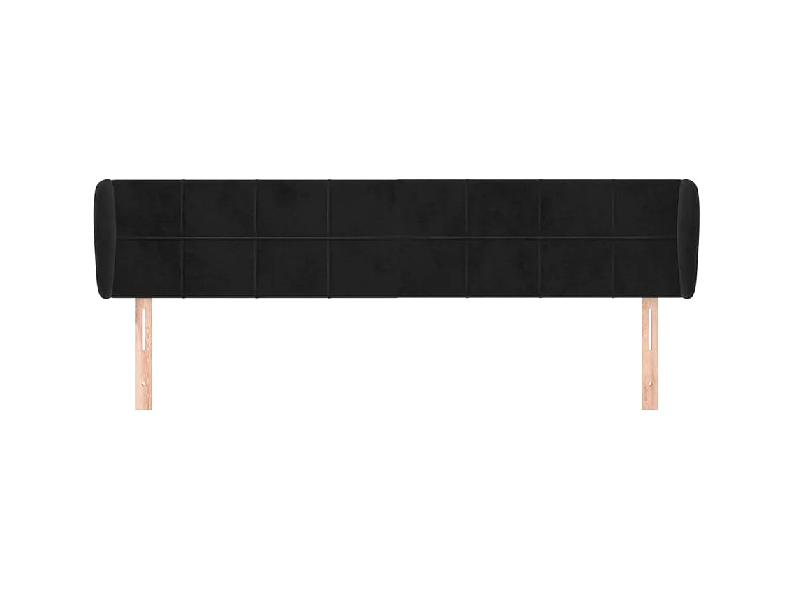 Tête de lit avec oreilles Noir 183x23x78/88 cm Velours POI38714 BonneVie Meuble