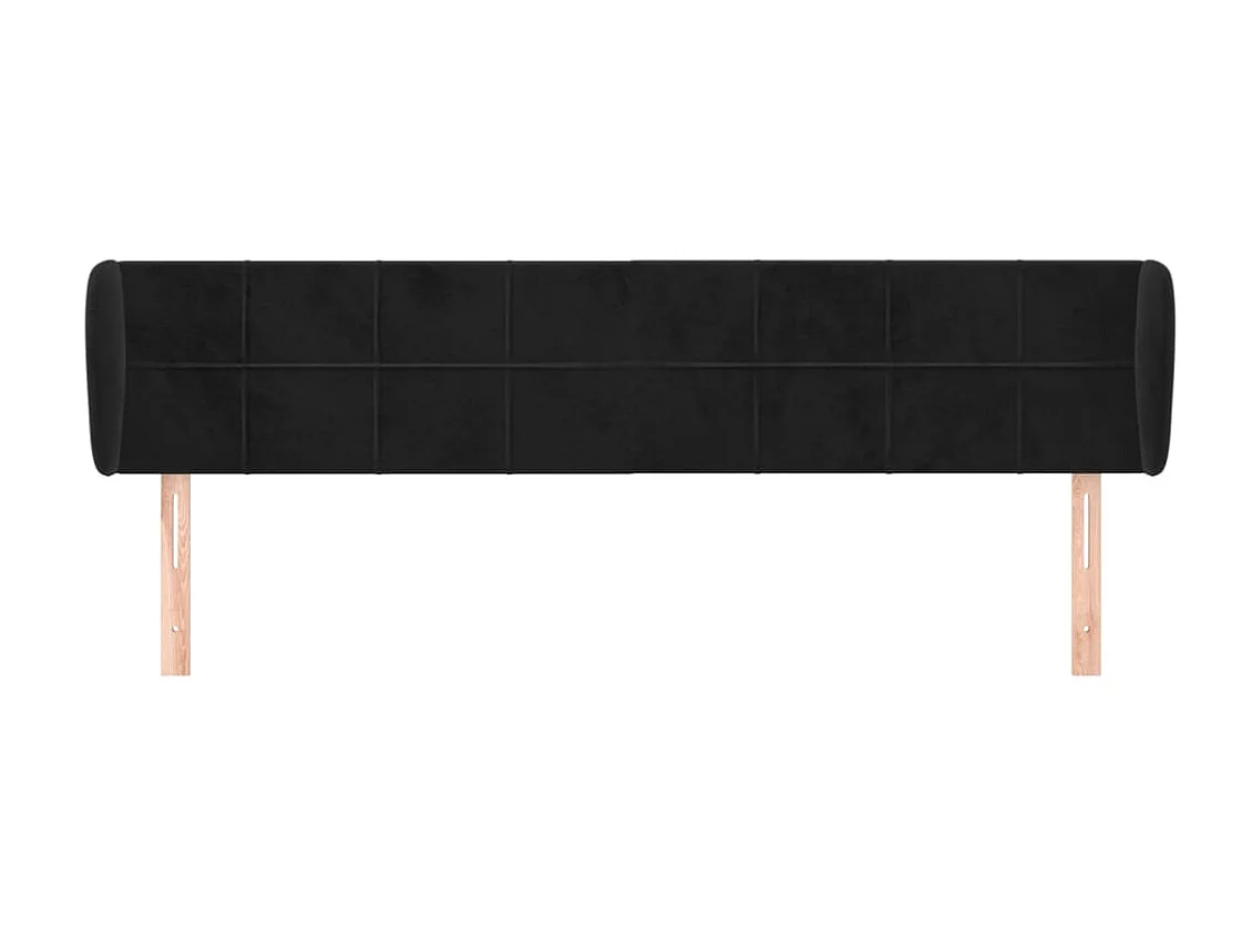 Tête de lit avec oreilles Noir 183x23x78/88 cm Velours POI38714 BonneVie Meuble
