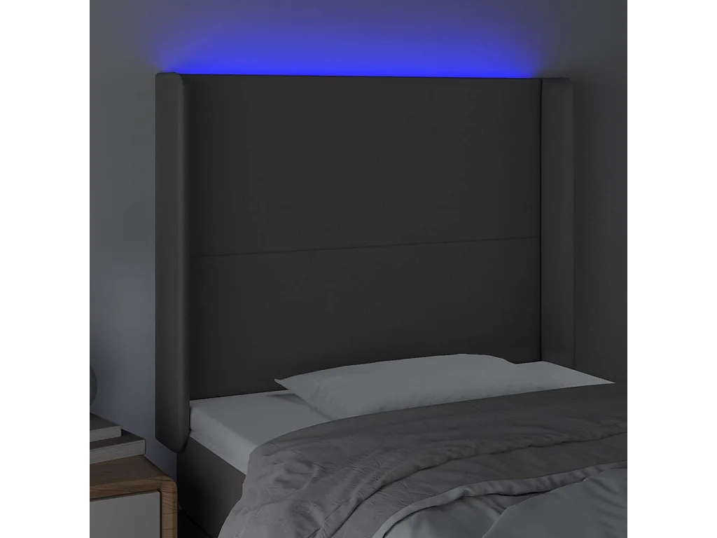 Tête de lit à LED Gris 103x16x118/128 cm Similicuir POI52619 BonneVie Meuble