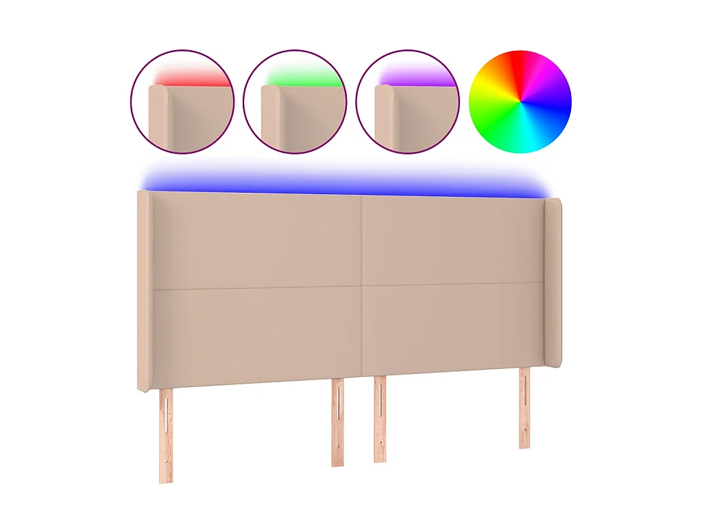 Tête de lit à LED Cappuccino 163x16x118/128 cm Similicuir POI26461 BonneVie Meuble