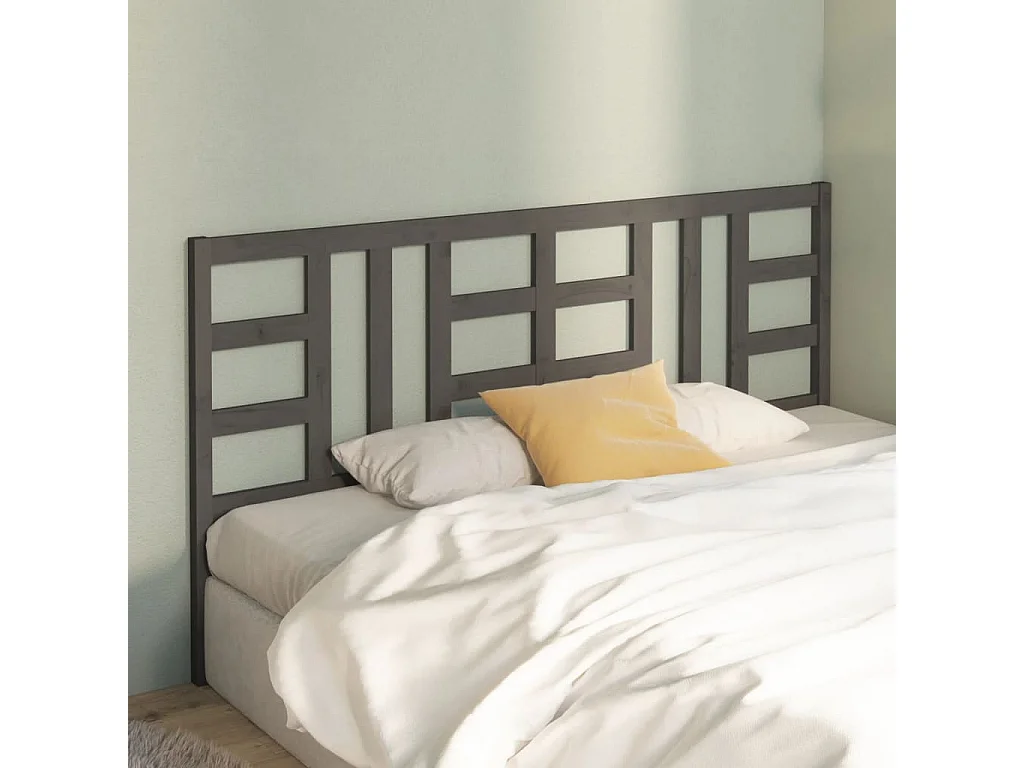 Tête de lit Gris 206x4x100 cm Bois massif de pin POI82248 BonneVie Meuble