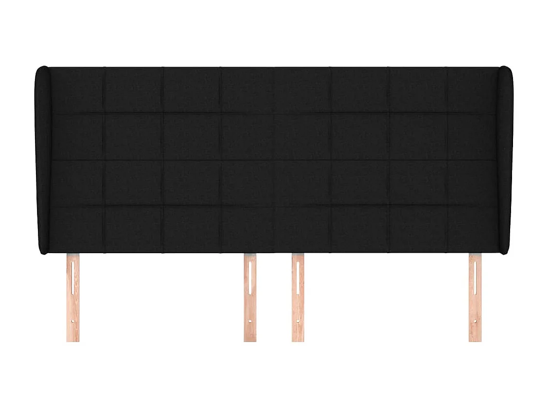 Cabecero con orejas de tela negro 183x23x118/128 cm ES80402