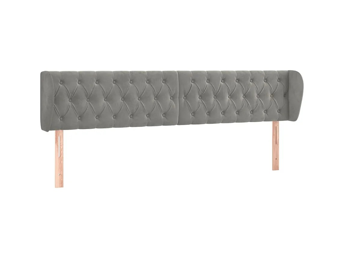 Hoofdbord met randen 203x23x78/88 cm fluweel lichtgrijs NL992329
