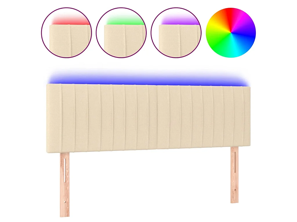LED Kopfteil,Bettkopfteil Creme 144x5x78/88 cm Stoff -gkd727413