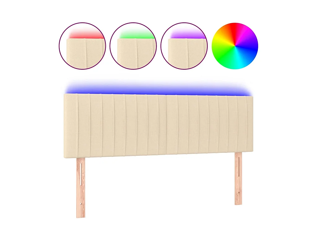 Tête de lit à LED Crème 144x5x78/88 cm Tissu POI18889 BonneVie Meuble