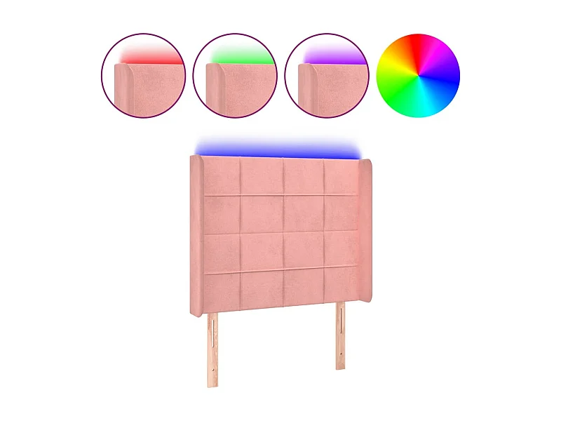 LED Kopfteil,Bettkopfteil Rosa 103x16x118/128 cm Samt -gkd171097