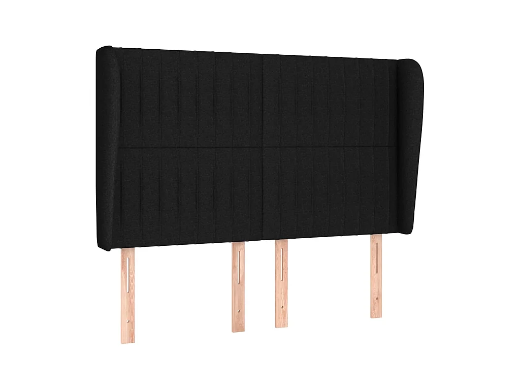 Tête de lit avec oreilles Noir 147x23x118/128 cm Tissu POI34761 BonneVie Meuble