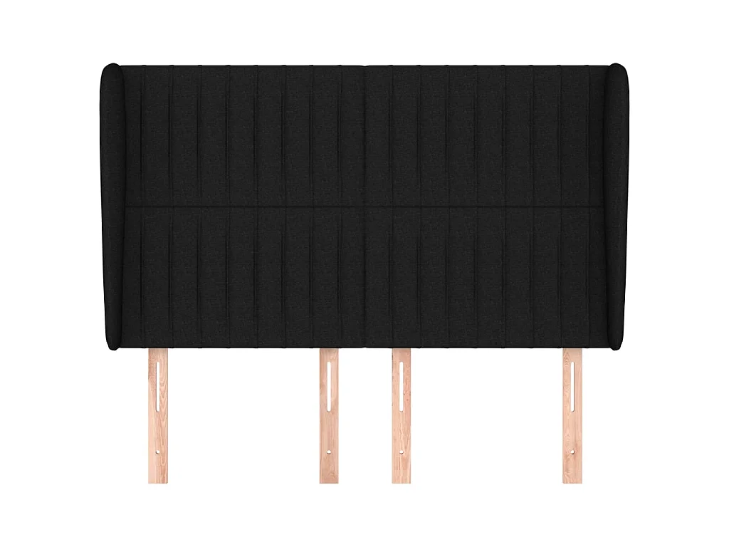 Tête de lit avec oreilles Noir 147x23x118/128 cm Tissu POI34761 BonneVie Meuble