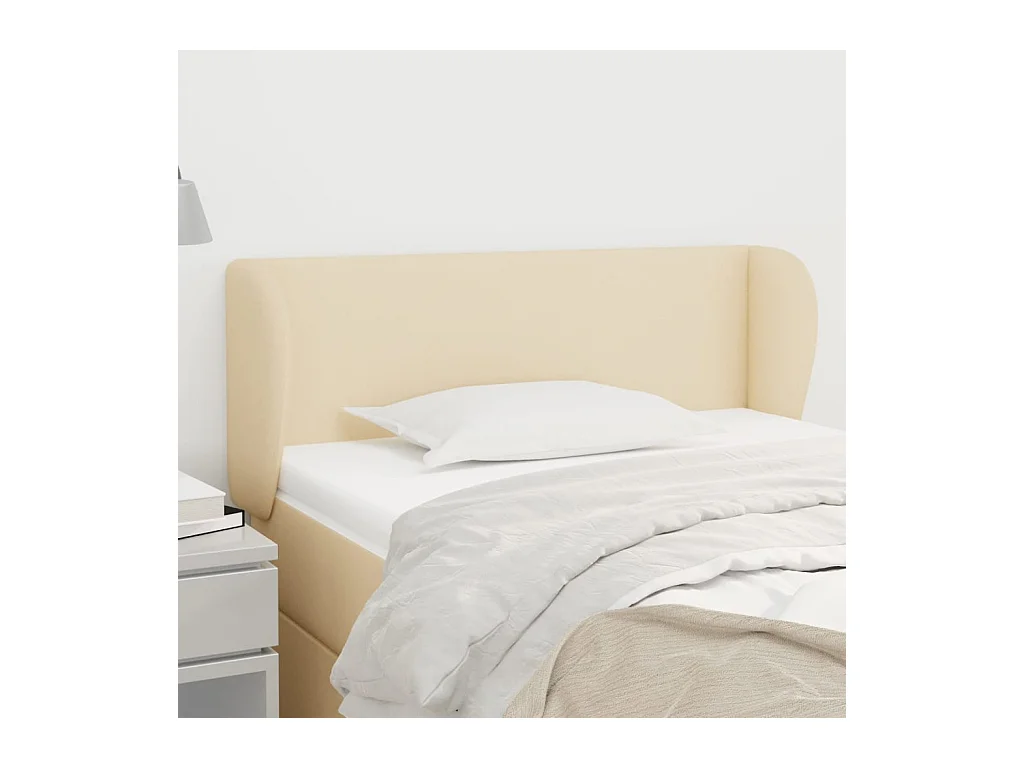 Kopfteil,Bettkopfteil mit Ohren Creme 93x23x78/88 cm Stoff -gkd351030