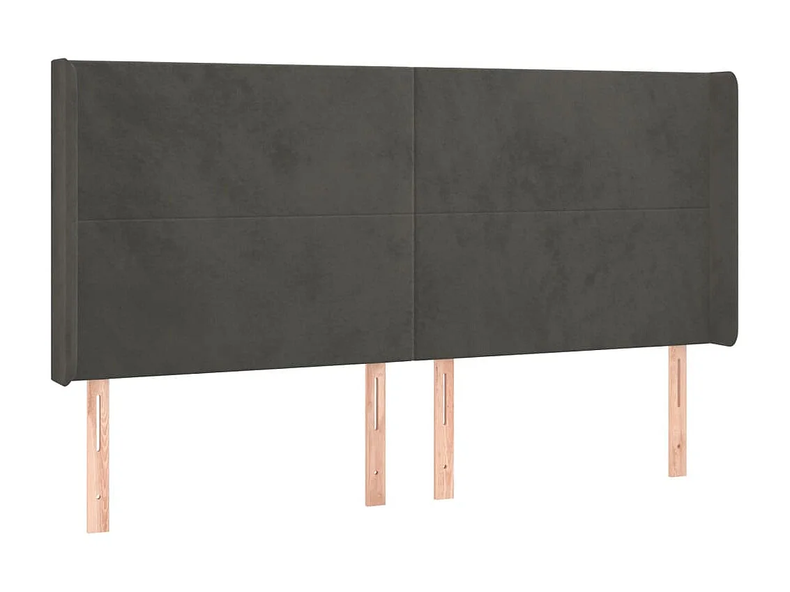 Tête de lit à LED Gris foncé 183x16x118/128 cm Velours POI27932 BonneVie Meuble