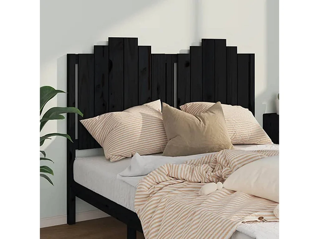 Tête de lit Noir 146x4x110 cm Bois massif de pin POI84210 BonneVie Meuble