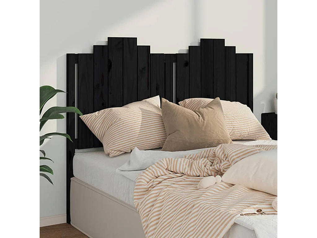 Tête de lit Noir 146x4x110 cm Bois massif de pin POI84210 BonneVie Meuble