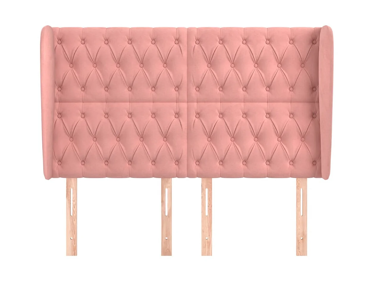 Tête de lit avec oreilles Rose 163x23x118/128 cm Velours POI38585 BonneVie Meuble