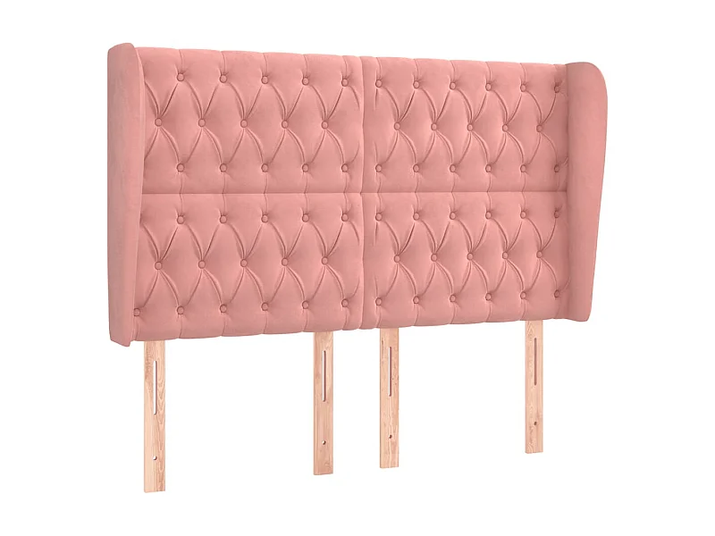 Kopfteil,Bettkopfteil mit Ohren Rosa 163x23x118/128 cm Samt -gkd731632