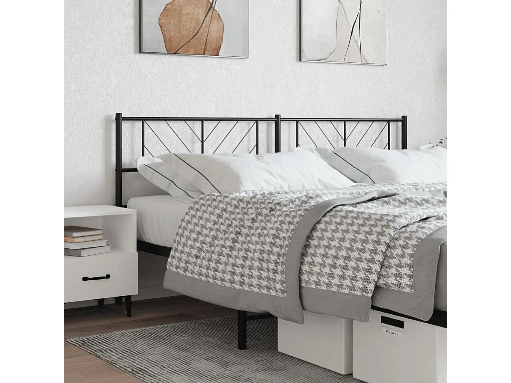 Tête de lit métal noir 193 cm POI61569 BonneVie Meuble