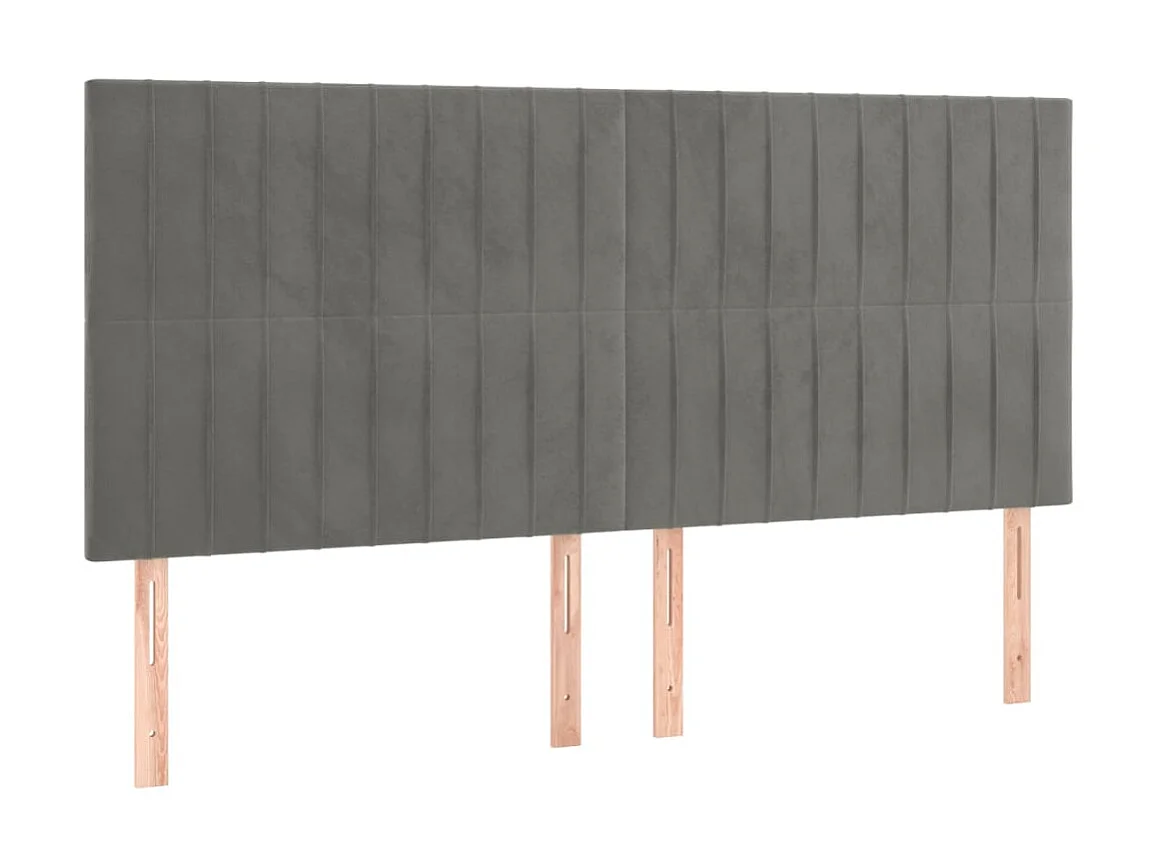 Tête de lit à LED Gris clair 160x5x118/128 cm Velours POI98644 BonneVie Meuble