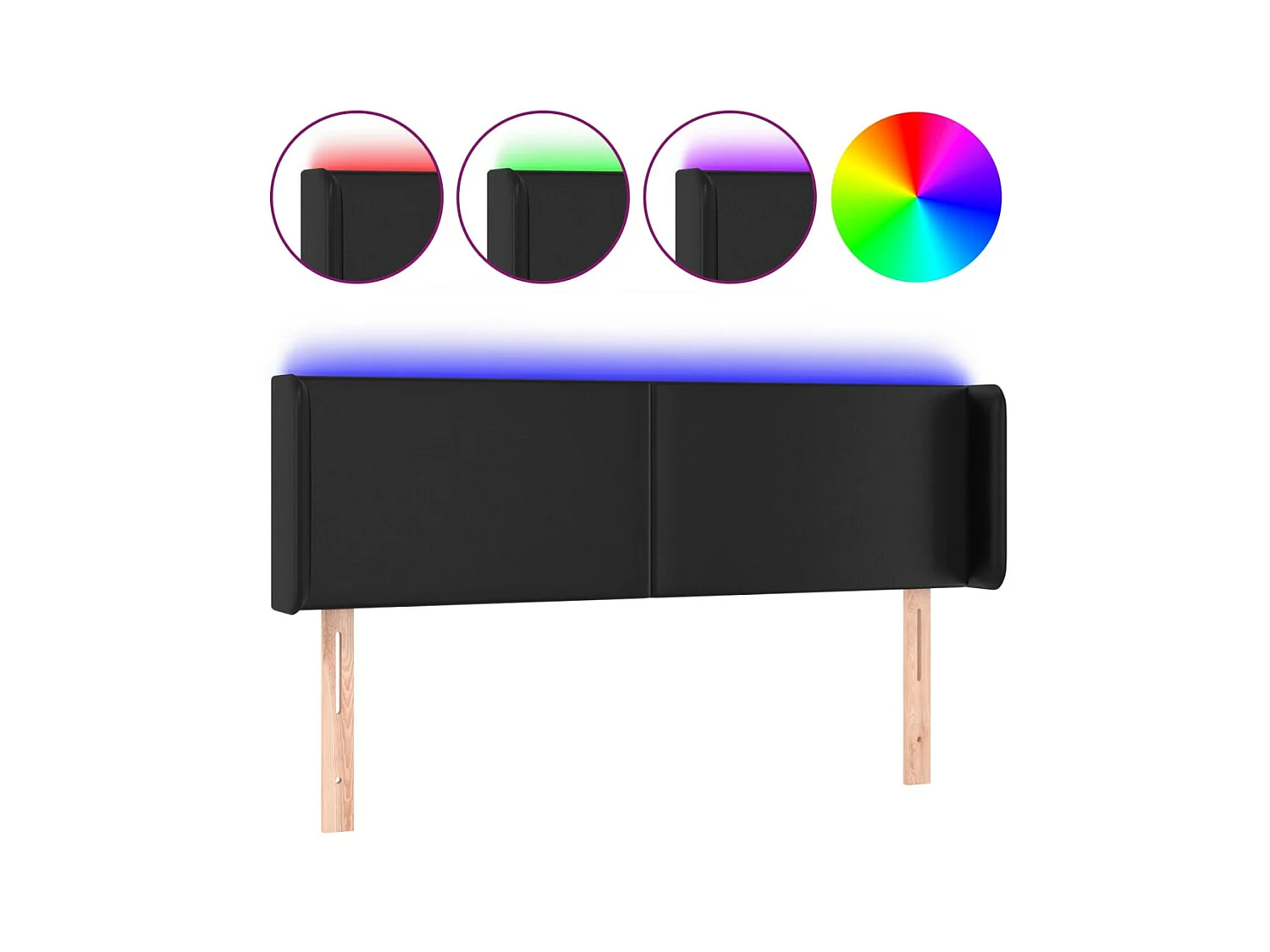 Tête de lit à LED Noir 147x16x78/88 cm Similicuir POI23526 BonneVie Meuble