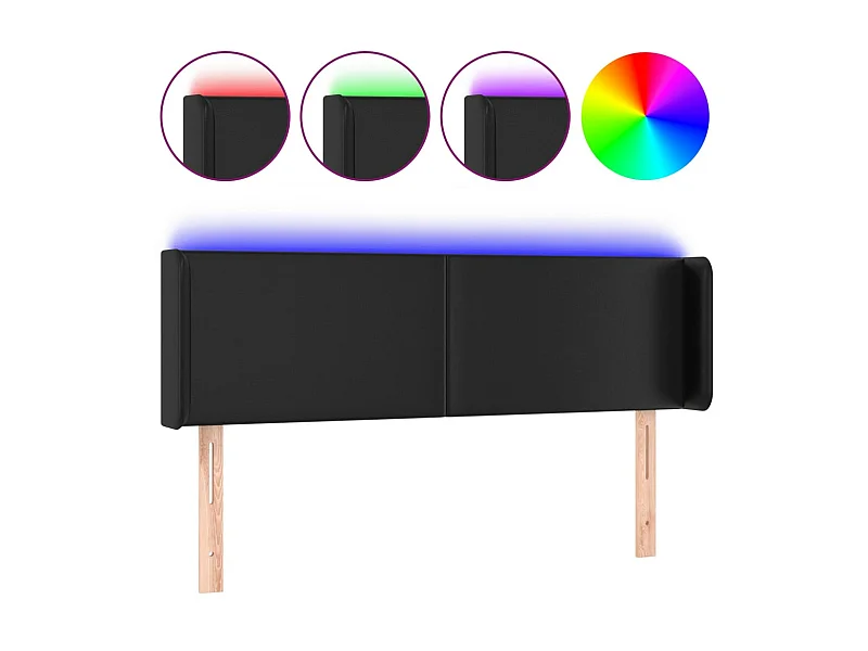 Tête de lit à LED Noir 147x16x78/88 cm Similicuir POI23526 BonneVie Meuble