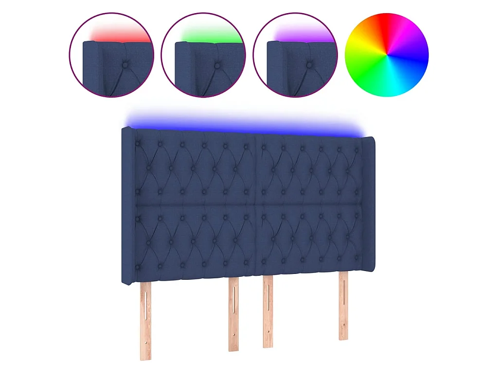 LED Kopfteil,Bettkopfteil Blau 147x16x118/128 cm Stoff -gkd212109