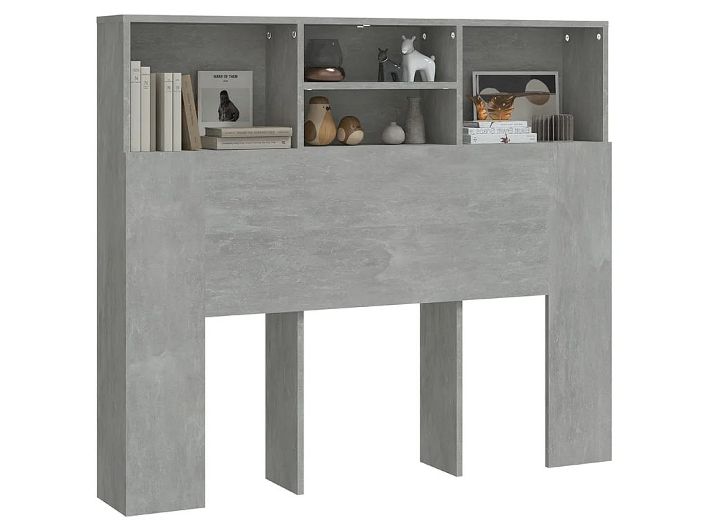 Armoire de tête de lit Gris béton 120x19x103,5 cm POI22664 BonneVie Meuble