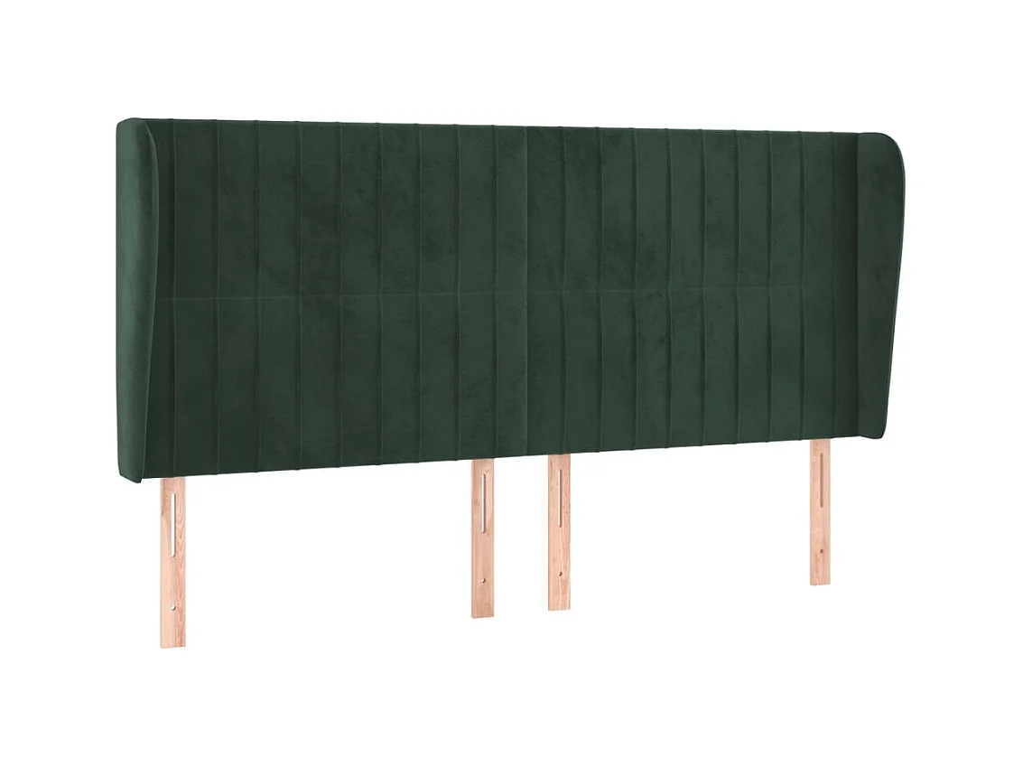 Tête de lit avec oreilles Vert foncé 183x23x118/128 cm Velours POI44810 BonneVie Meuble