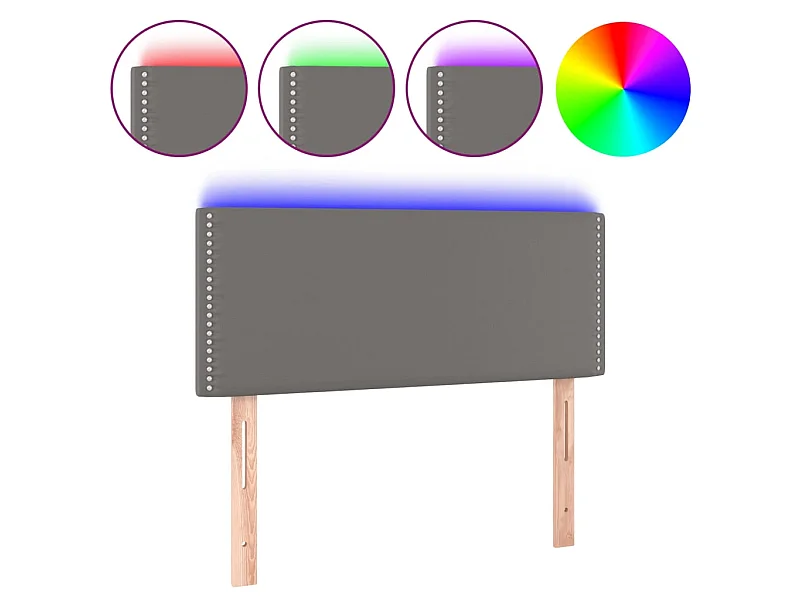 Cabecero con LED cuero sintético gris 90x5x78/88 cm ES19915