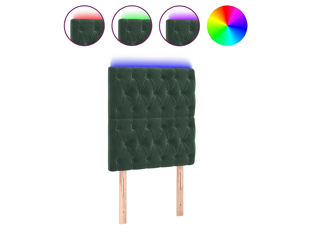 Testiera a LED Verde Scuro 80x7x118/128cm in Velluto CFW677900