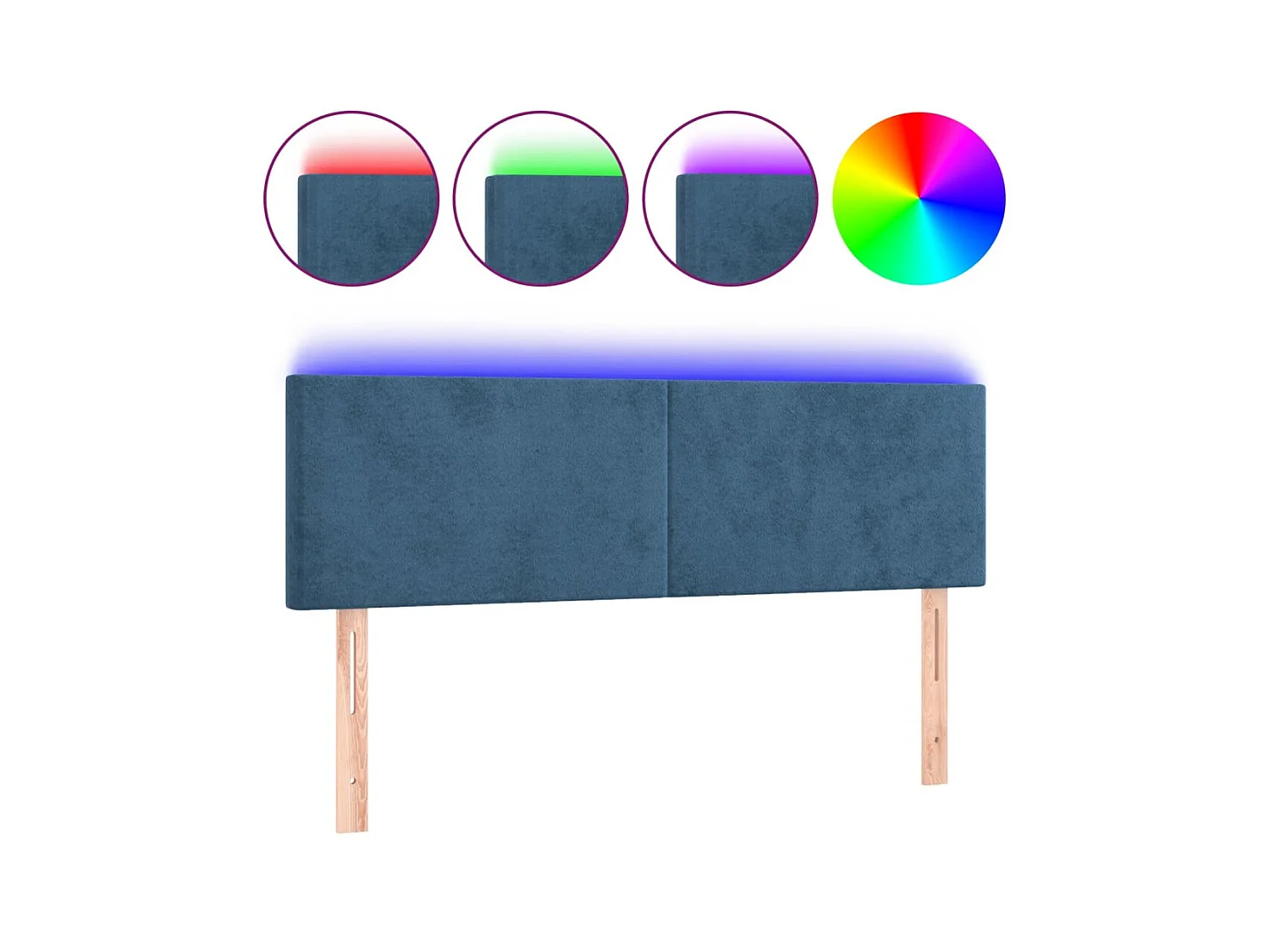 Tête de lit à LED Bleu foncé 144x5x78,88 cm Velours LKC12643 BonneVie Meuble