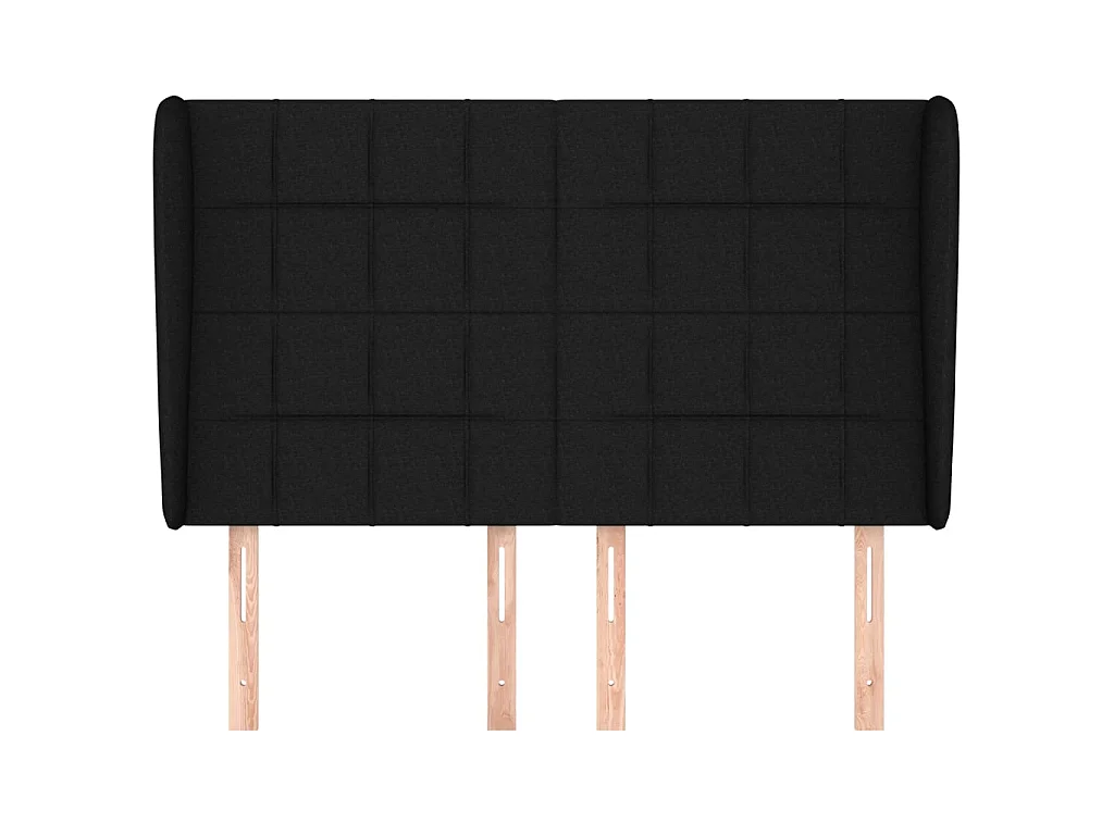 Tête de lit avec oreilles Noir 147x23x118/128 cm Tissu POI85736 BonneVie Meuble